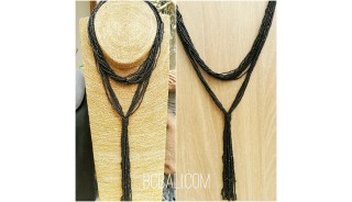 multiple strand beads black necklaces double wrist